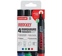 Marqueur Uni Ball Prockey couleurs assorties pointe ogive 1,8 mm - Pochette de 4
