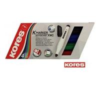 Kores Marqueur pour tableau blanc K-Marker – Pointe ogive 3 mm, effaçable à sec – Étui 4 couleurs