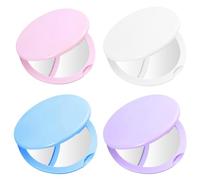 4 Miroirs de Poche, Miroir de Voyage En Poudre Couleur Bleu Clair, Violet Clair, Blanc, Rose, Petit Miroir de Maquillage, Mini Miroir, Double Miroir de Poche Pliable Pour Une Utilisation Quotidienne E