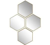 4 miroirs muraux décoratifs hexagone au contour doré en polypropylène - - ALTOBUY Or