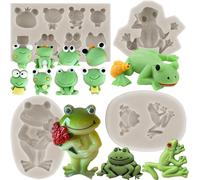 4 moules en silicone pour fondant, avec un motif de grenouilles, idéaux pour la décoration de gâteaux, de chocolats et de pâtisseries. Parfaits pour la décoration de cupcakes, de bonbons, de pâte poly