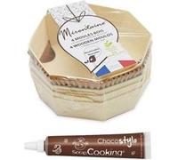 4 Moules Indivuels En Bois Ronds + 8 Caissettes De Cuisson + 1 Stylo Chocolat Offert