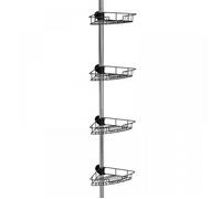 4 niveaux etagère de salle de bain-MENGDA-Charge maximale par étage est 10 kg-Installation facile-Réglables de 75 à 300 cm-Noir