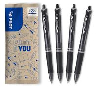 4 Pack Acroball Pens - Ultra Soft Ink Ballpoint Pen For Unparalleled Writing Smoothness - Refillable And Retractable Pen Made Of Recycled Plastic - Black Ballpoint Pen - Medium Point