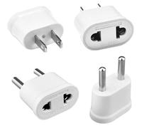 4-Pack Adaptateur FR/US Bidirectionnel - Convertisseur de Prise Europe vers USA/Canada/Japon & USA vers Europe (Blanc)