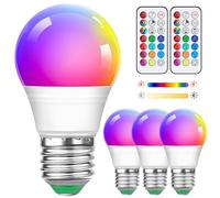 4 Pack Ampoules LED Edison Multicolores à Intensité Variable A50 5 W Avec Télécommande, Culot E27 à Vis, Changement De Couleur, RGB+ Blanc Chaud, Idéales Pour L'éclairage Quotidien Et D'ambiance
