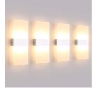 4 Pack Applique Murale Interieur 12W LED Lampe Murale Designe Créatif Décoratif Pour Chambre Couloir Salon Hôtel Salle Blanc Chaud