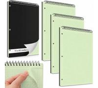 4 Pack Graph Spiral Notebook, Black & Green, 8.5 x 11 Inch, 40 Sheets/pad | 21,6 x 27,9 cm Quadruled 3 trous perforés pour classeurs, Quadri-ligné, Top Spiral, pour mathématiques et sciences de