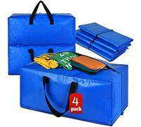 4 Pack Heavy Duty Extra Large Moving Bags Storage Tote - Strong Handles& Backpack Straps - Space Saving Storage Bags Alternative to Moving Boxes and Bins,Compatible with IKEA Frakta Cart, Blue