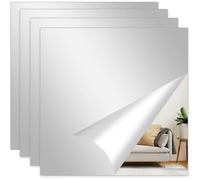 4 Pack Mirror Film Self-Adhesive Mirror Sticker, Square 30 X 30 Cm, Acrylic Mirror Tiles For Bathroom, School, Living Room, Bedroom
