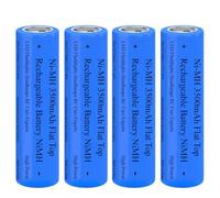 4 Pack Piles Rechargeables Ni-MH, 3500 mAh NiMH Tête Plate Rechargeables Batterie pour Lampe Frontale LED,Télécommande,Mini Ventilateurs,Phare,Taille: 18mm * 65mm/0.7 * 2.55inch(Largeur*Hauteur)