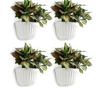 4 Pack Résine Tenture Murale Pot De Jardinière Vertical Jardin Salon Montage Mural Fenêtre Suspendre Plante Panier De Fleurs pour Herbes Balcon Balustrade Étagère Clôture Chambre Treillis Décor