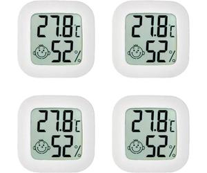 [4-Pack: Thermomètre d'ambiance intérieur | Hygromètre numérique Intelligent | Moniteur température Maison | Humidimètre capteur