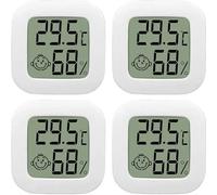 4 Pack Thermometre Interieur Mini Lcd Thermomètre Hygrometre Haute Précision Moniteur Avec Air Icône Pour Cuisine Chambre De Bébé Multicolore