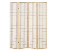 4 pan diviseur de pièce écran Pliant - Bois diviseur Shoji en Papier de Riz Blanc Naturel