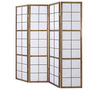 Paravent bois 4 pans marron