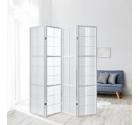Paravent bois 4 pans blanc