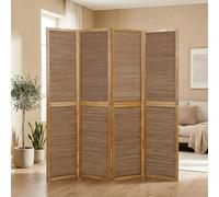 4 pan diviseur de pièce écran Pliant - diviseur de Shoji Bois avec du Bambou en Brun Clair