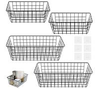 4 paniers en fil de fer, de dimensions 28 x 12 x 12 cm et 38,5 x 15,5 x 14 cm, paniers de rangement en métal pour la cuisine et la salle de bain