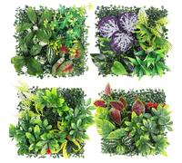 4 Panneaux Murs de Plantes Artificielles 25x25cmDécoration Murale | Mur Végétal Artificiel Mural Imitation Feuillage pour Décoration Intérieure Extérieure Jardin, Balcon, Salon, Bureau, Mariage