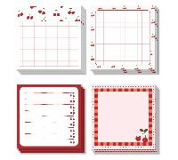 4 paquets de notes adhésives à motif cerise, 3x3 pouces, 50 feuilles par paquet, blocs-notes à motif cerise avec adhésif, mémo à motif cerise, convient pour l'école, le bureau, la maison, cadeau pour 