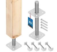 4 pces. Support de Poteau - Acier Galvanisé - 80 x 80 x 250 mm - M24 - Argent - Pied Réglable - Support Poteau Bois KOTARBAU