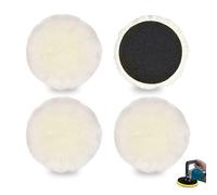 4 Pcs 125mm Tampon de Polissage en Laine, Bonnet de Polissage Auto-adhésif