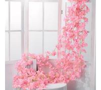 4 PCS 180 cm Guirlandes de Fleurs de Cerisier Artificielles, Artificielles de Soie Guirlande de Fleur Artificielle Suspendu, pour DéCoration Arche de Mariage Maison Jardin BalançOire FêTe (Rose foncé)