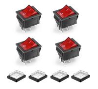 4 Pcs 4 Pins 2 Positions on/Off étanche LED éclairée Interrupteur à Bascule Interrupteur AC 250V 16A 125V 20A, Rouge