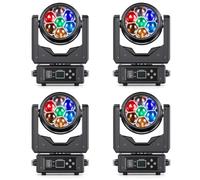 4 PCS 7X40W Lyre LED RGBW Moving Head,Projecteur Tête Mobile Lumière de Scène avec DMX512,Effet Beam/Wash/Faisceau/Tourbillon/Kaléidoscope,pour DJ Disco Bars Mariage Noël Jeux de Lumiere