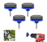 4 Pcs Affûteuse de Tondeuse à Gazon, Aiguiseur Lame Tondeuse, Pierre à Aiguiser Universelle pour Perceuse Électrique et Manuelle, Affûteur Rapide pour Outils de Jardin et Lames Émoussées (Bleu)