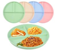 4 Pcs Assiette Compartiment Adulte, 22,5 cm Assiette Plate 3 Compartiments, Assiette Regime Minceur à Collation, Assiettes Divisées