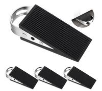 4 Pcs Bloc Porte, Cale Porte Sol, Cales de Butée de Portes en Caoutchouc Antidérapante, Butées de Portes Intérieur avec Poignée en Acier Inoxydable pour Protège Sols et Murs(12 x 5 x 3 cm)