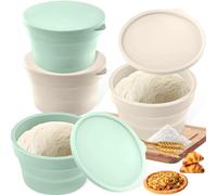 4 Pcs Boîte à Pizza avec Couvercle 13x7,6cm, Boîte Fermentation Pizza Pliables, Bac a Paton Pizza en Silicone Anti-Adhésif, Récipient Rangement Alimentaire Encombrante pour Maison, Cuisine, Restaurant