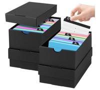 4 Pcs Boîtes À Fiches A5, Capacité de 1000 Feuilles, pour 148×210mm Fiche Bristol, Boîte D'index Noir pour Flash Cards, Notes D’apprentissage, Recettes, et Révision À La Maison École Bureau