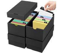 4 Pcs Boîtes À Fiches A7, Capacité 980 feuilles, pour 74×105mm Fiche Bristol, Boîte D'index Noir pour Flash Cards, Notes D’apprentissage, Recettes, Organisation et Révision À La Maison École Bureau