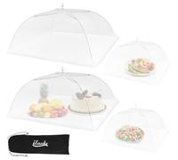 4 Pcs Cloche Alimentaire Anti Insectes, Cloche a Gateau Pliable 2 Tailles, pour l'Extérieur, Maison, Barbecues, Pique-Niques, Blanc