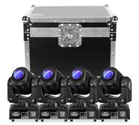4 PCS Éclairage de Scène Avec Flight-case LED Moving Head Lampe RGBW dmx512 uminaires à Tête Rotative Effet 8 Motifs Effet Lumineux pour Fête Bar Halloween Noël Mariage Disco DJ