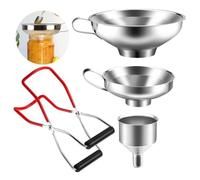 4 Pcs Entonnoir de Cuisine en Acier Inoxydable avec Pince Bocal de Conservation, Petit Entonnoir Confiture Entonnoir, Argent