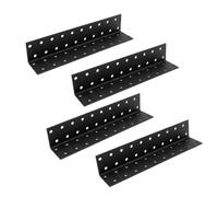 4 Pcs Equerre Metal avec 40 Trous, Noir, 200x40x40 mm | Equerre d'Assemblage Renforcée, Connecteur Bois Équerre de Coin Droit pour Fixation Réparation