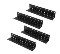 4 Pcs Equerre Metal Noir avec 40 Trous, 200x40x40 mm | Equerre d'Assemblage Renforcée, Connecteur Bois Équerre de Coin Droit pour Fixation Réparation