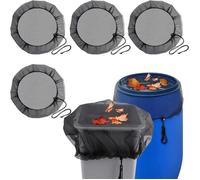 4 Pcs Filet Protection Citerne Eau - Anti Feuilles & Moustiques, Couvercle Ajustable avec Cordon Serrage pour Réservoir Pluie 30 cm
