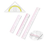 4 Pcs Géométrie Règle, Équerre Géométrique De Géométrie Hypoténuse avec Poignée Ecole, Règle Rapporteur Transparentes Ensemble Triangle Géo de Dessin Technique Adapté à L'École Bureau pour Dessiner