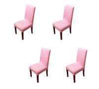 4 Pcs - Housse de Chaise Extensible Couverture de Chaise pour Mariage Décoration Salle à Manger Moderne avec Bande Élastique (Rose)