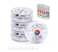 4 pcs Lumières LED Submersible,Lampe sous-Marines Étanche RGB Multicolore Bougies LED Éclairage avec 4 Télécommandes pour Piscine