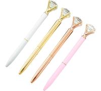 4 Pcs Métal Cristal Diamant Biros, Encre Noire Biros Rétractable Stylos De Papeterie Créatifs Stylos De Papeterie Pour Femmes Et Enfants Pour Le Bureau Et La Maison