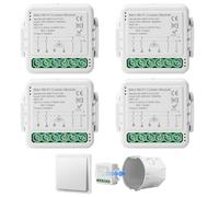 4 pcs. Module de couplage intelligent WiFi, interrupteur intégré WiFi smart à rideau déroulant, module avec réglage du temps de marche pour rideaux, persiennes, stores, compatible Google Home/Smart