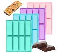 4 Pcs Moule Barre de Céréales Silicone, Moules à Barres de Chocolat 8 Cavités, Moule Financier sans BPA, Moules Silicone Rectangulaires, pour Chocolats Biscuits Barres Energétiques, Coloré