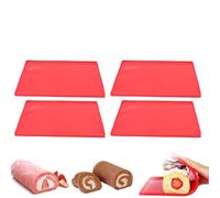 4 Pcs Moule Silicone Patisserie,Tapis De Cuisson Avec Rebords,Moule Genoise Plaque De Gâteau Roulé Antiadhésif Tapis De Cuisson En Silicone Multi-Fonctions Plateau De Cuisson À Biscuits