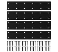 4 Pcs Plaques d'assemblage Perforée Plates, Plaque Metallique, Equerre Plate équerre de Fixation Plate avec 12 Trous, Fer Plat, Plaques Connecteur de Réparation Equerre Bois, Noir/275 x 50 mm